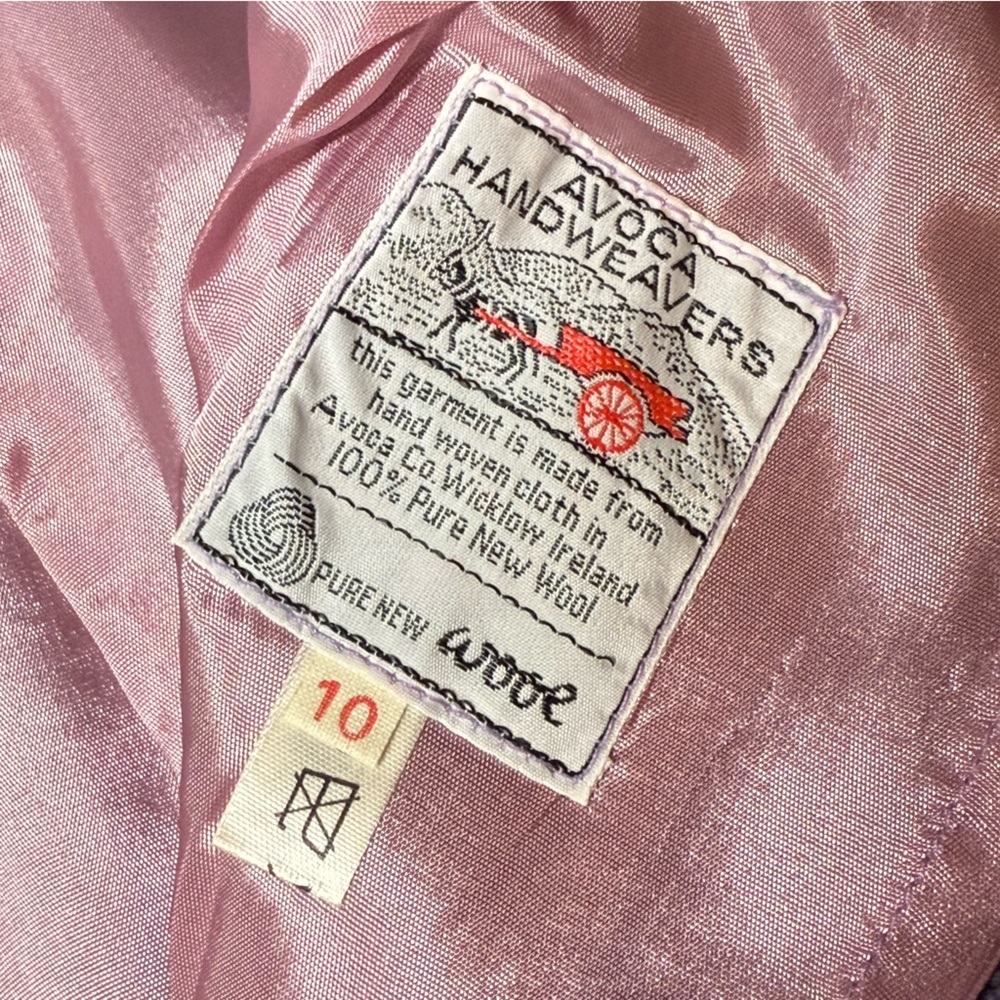 Vintage Avoca Handweavers Ireland Purple Wool  Skirt Pink Satin Lined Sz S - Picture 6 of 11